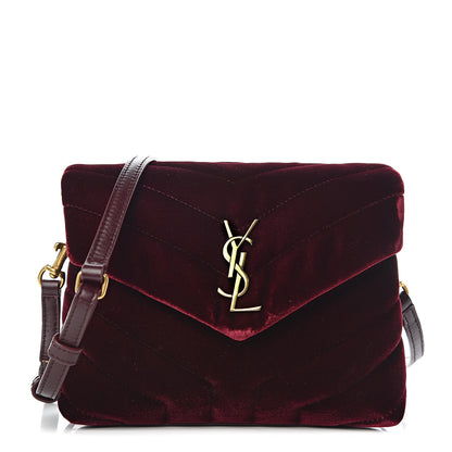 Saint Laurent Velvet Y Quilted Monogram Toy Loulou Crossbody Bag French Burgundy 1 of 9