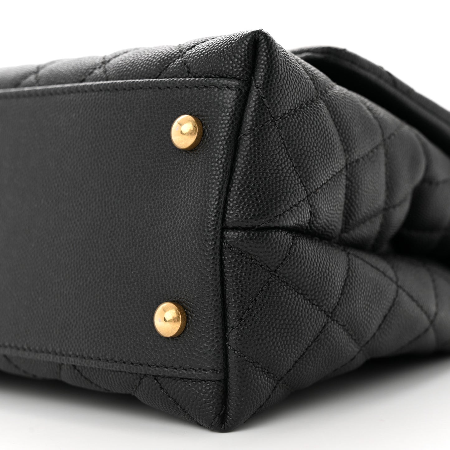 Caviar Lizard Embossed Quilted Small Coco Handle Flap Black