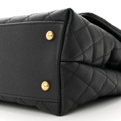 Chanel Caviar Lizard Embossed Quilted Small Coco Handle Flap Black 10 of 12