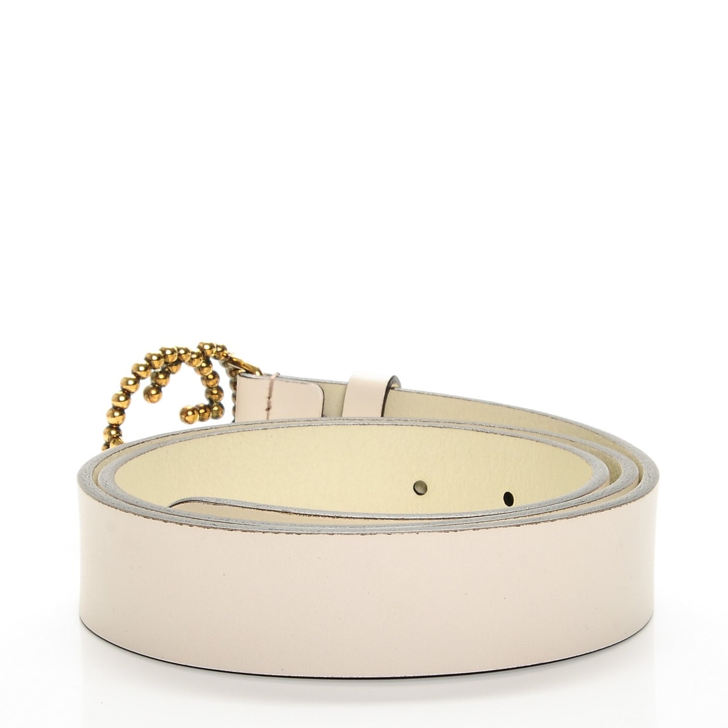 Margaux Calfskin Studded Interlocking G 30mm Belt 90 36 Mystic White