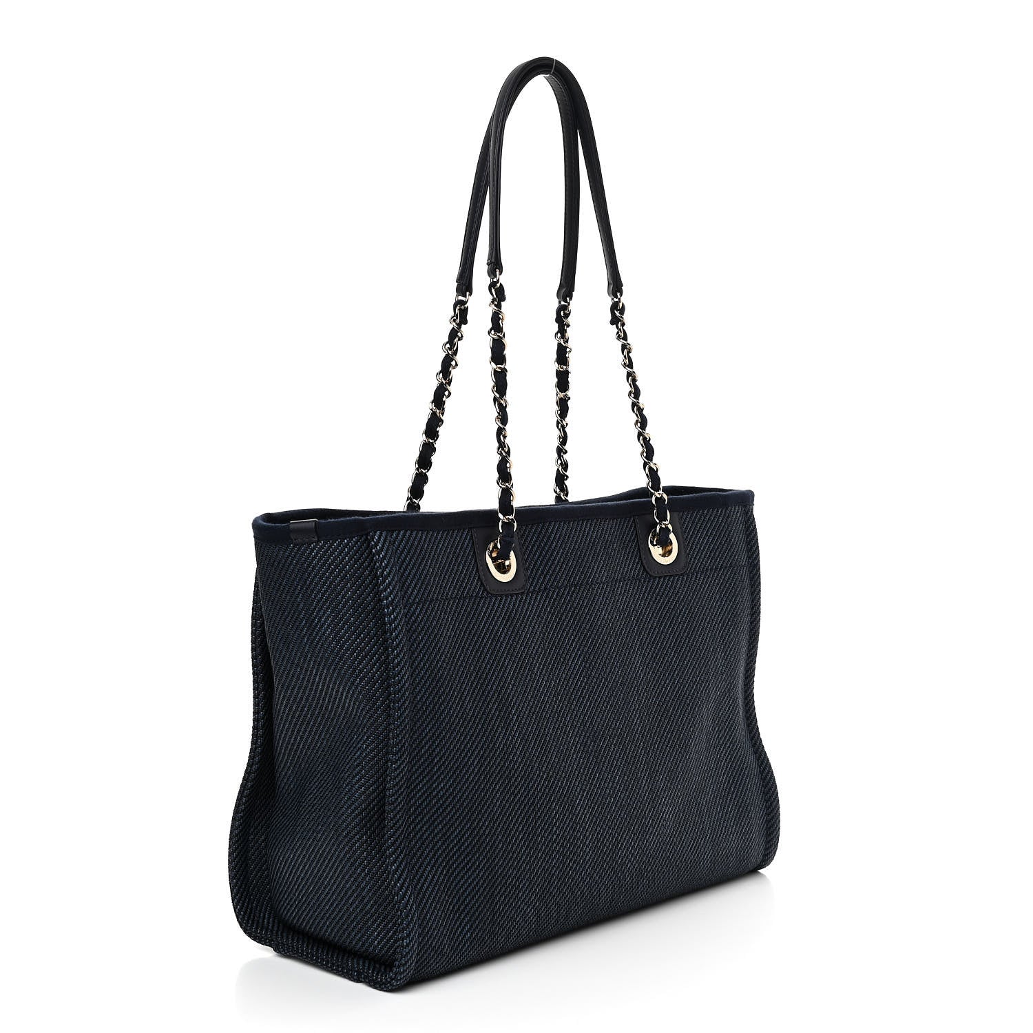 Chanel Mixed Fibers Small Deauville Tote Navy Blue 3 of 11