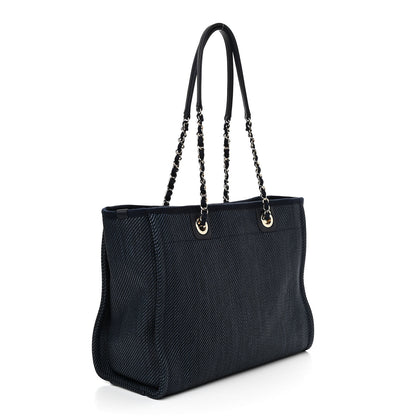 Chanel Mixed Fibers Small Deauville Tote Navy Blue 3 of 11