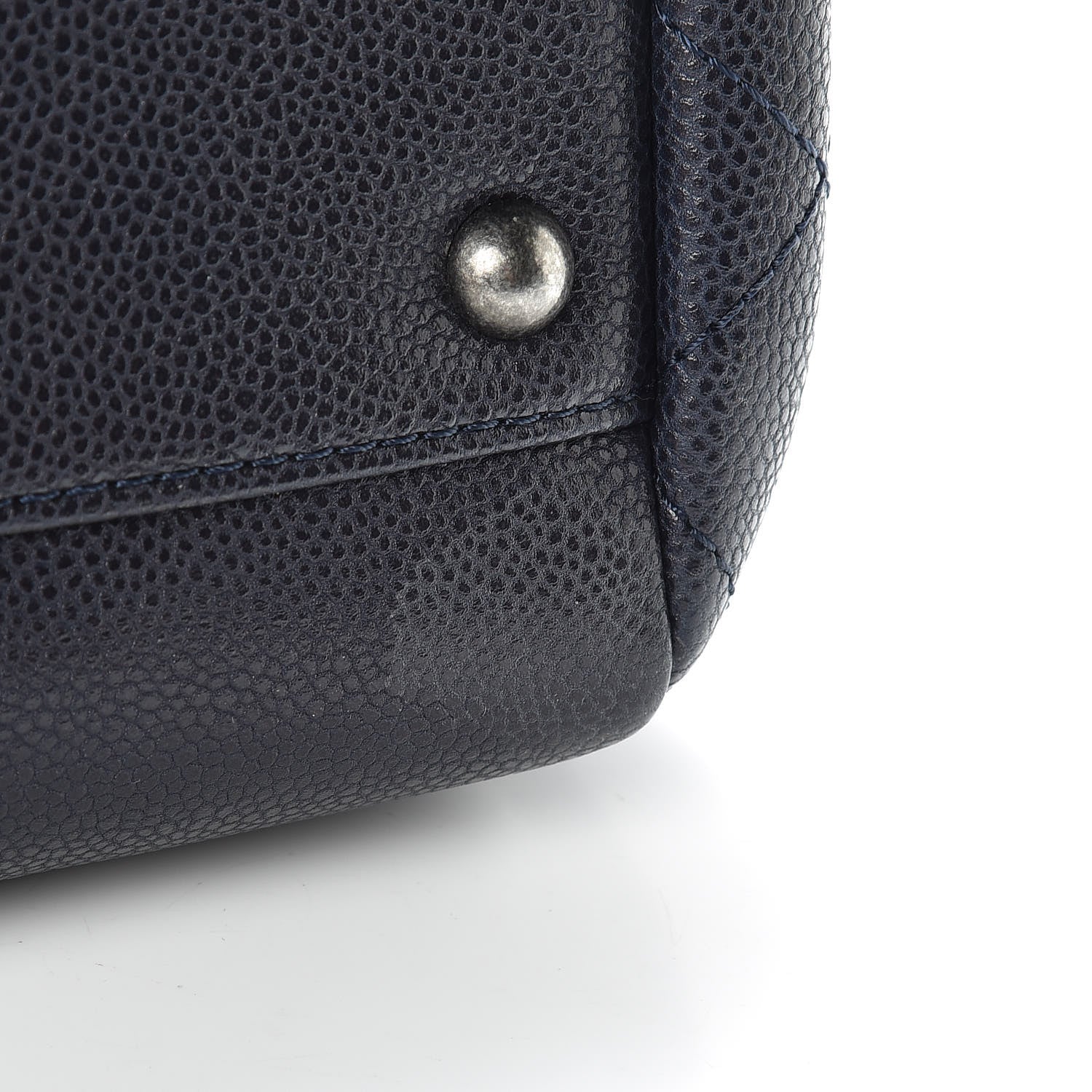 Chanel Caviar Quilted CC Accordion Shopping Bag Navy 12 of 15