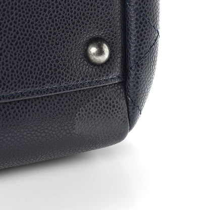 Chanel Caviar Quilted CC Accordion Shopping Bag Navy 12 of 15