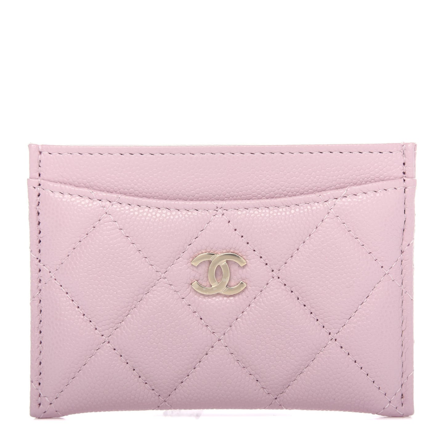 Caviar Quilted Card Holder Pink