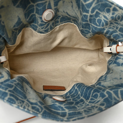 Loewe Denim Calfskin Mermaid Print Paula's Ibiza Flamenco Knot Bag Blue Tan 4 of 5