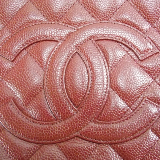 Caviar Petit Shopping Tote PST Dark Red
