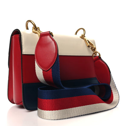 Gucci Calfskin Sylvie Web Queen Margaret Shoulder Bag Blue Agata Hibiscus Red Mystic White 3 of 11