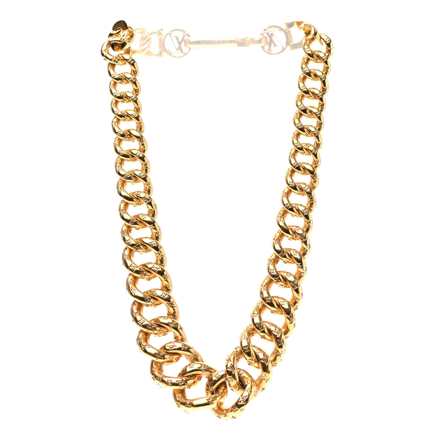 Louis Vuitton Metal 2D Chain Necklace Gold 3 of 5