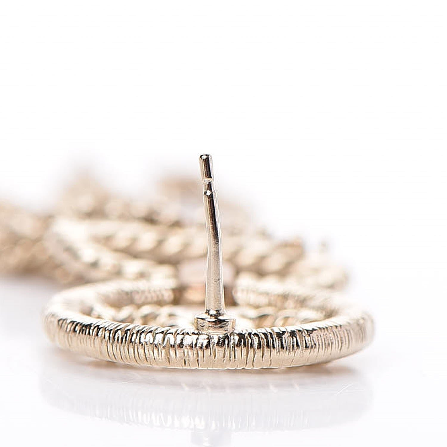 Chanel CC Chain Tassel Drop Earrings Light Gold 5 of 6