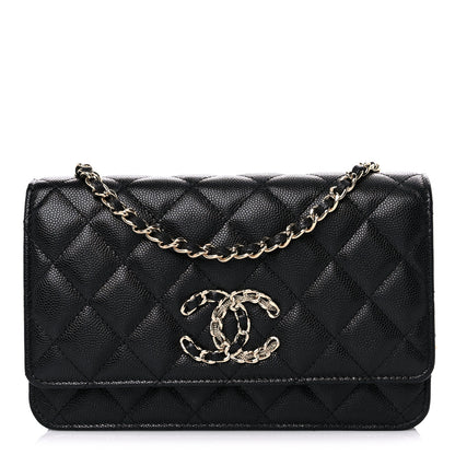 Chanel Caviar Quilted French New Wave Chain CC Wallet On Chain WOC Black 1 of 11