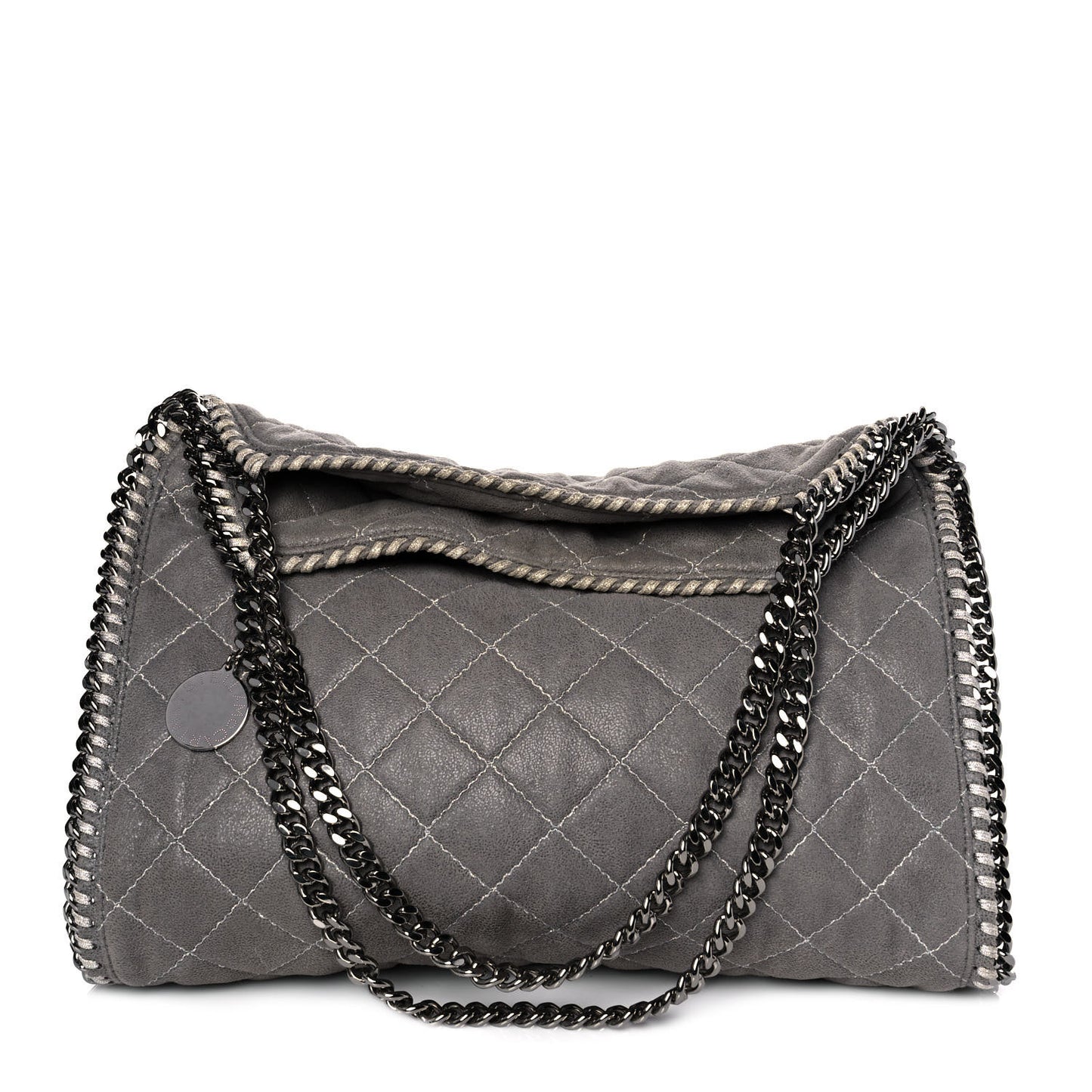 Shaggy Deer Quilted Small Falabella Tote Light Grey