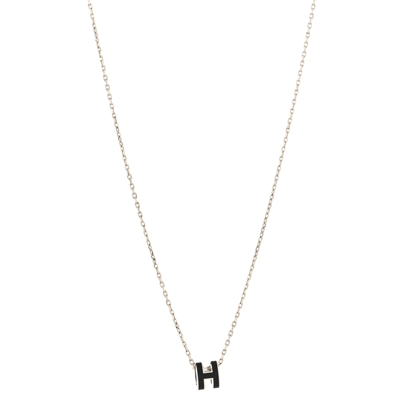 Lacquered Palladium Mini Pop H Pendant Necklace Black