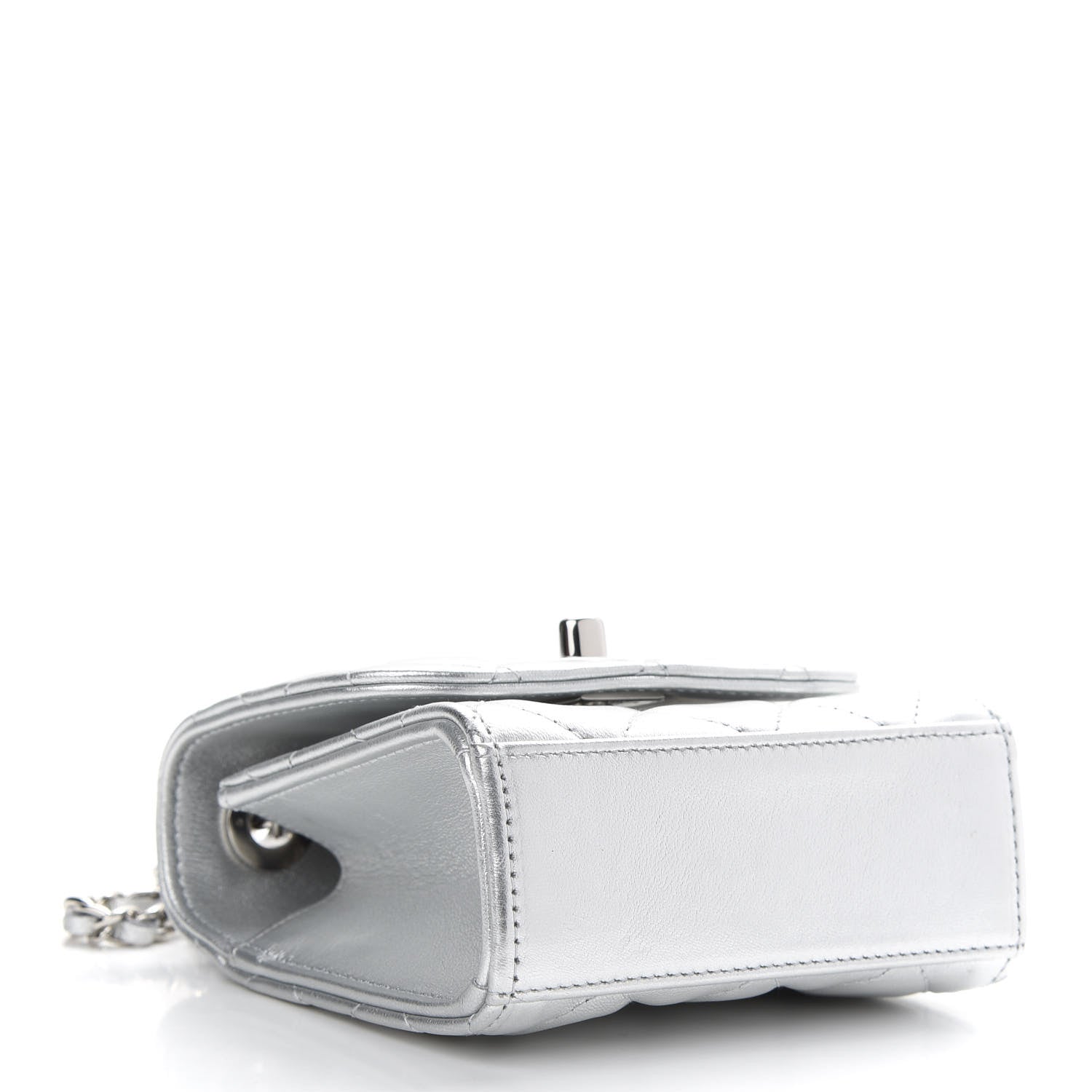 Chanel Metallic Lambskin Quilted Mini Trendy CC Clutch With Chain Silver 3 of 8
