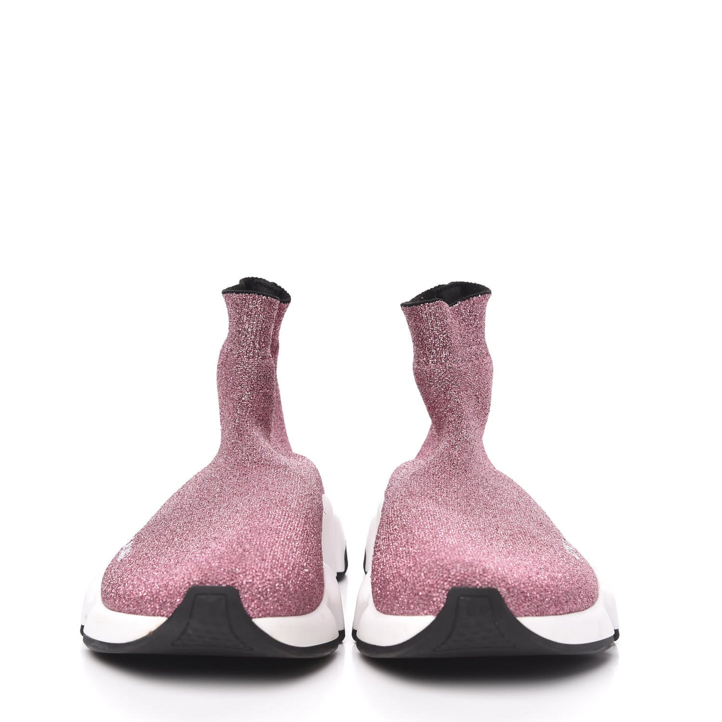 Laminated Knit Bi-Color Sole Womens Speed Sneakers 39 Pink White Black