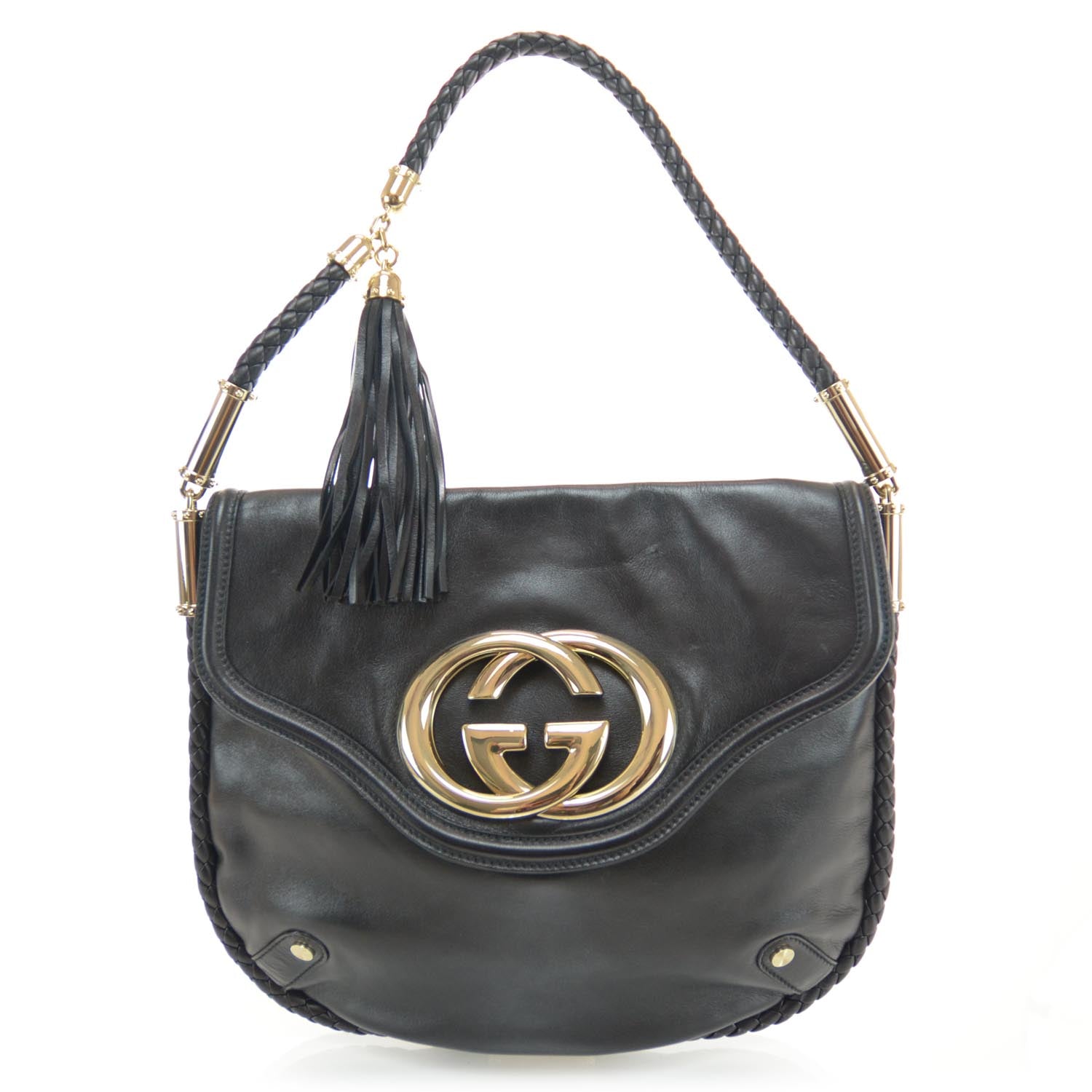 Gucci Leather Britt Tassel Shoulder Bag Black 1 of 7