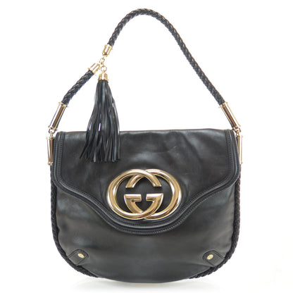 Gucci Leather Britt Tassel Shoulder Bag Black 1 of 7