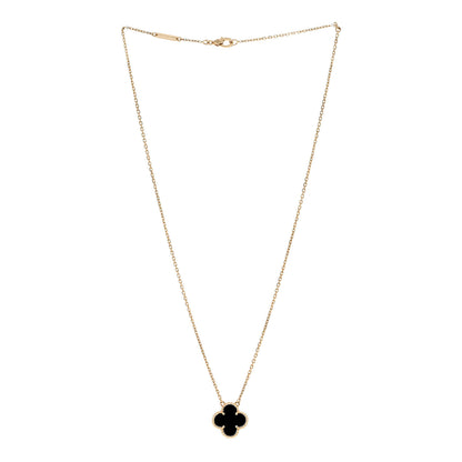 Van Cleef & Arpels VAN CLEEF & ARPELS 18K Yellow Gold Black Onyx Vintage Alhambra Pendant Necklace 3 of 5