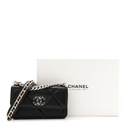 Chanel Lambskin Quilted Chanel 19 Flap Phone Holder With Chain Black 12 of 12
