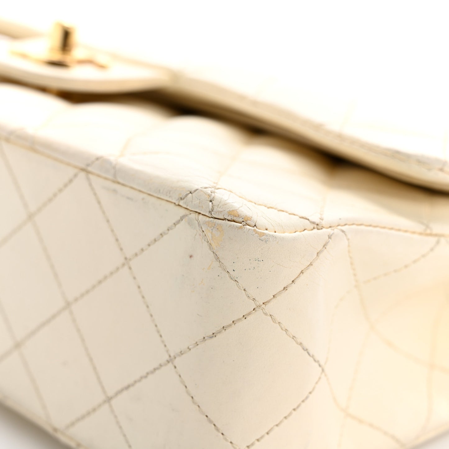 Lambskin Quilted Medium Double Flap White White