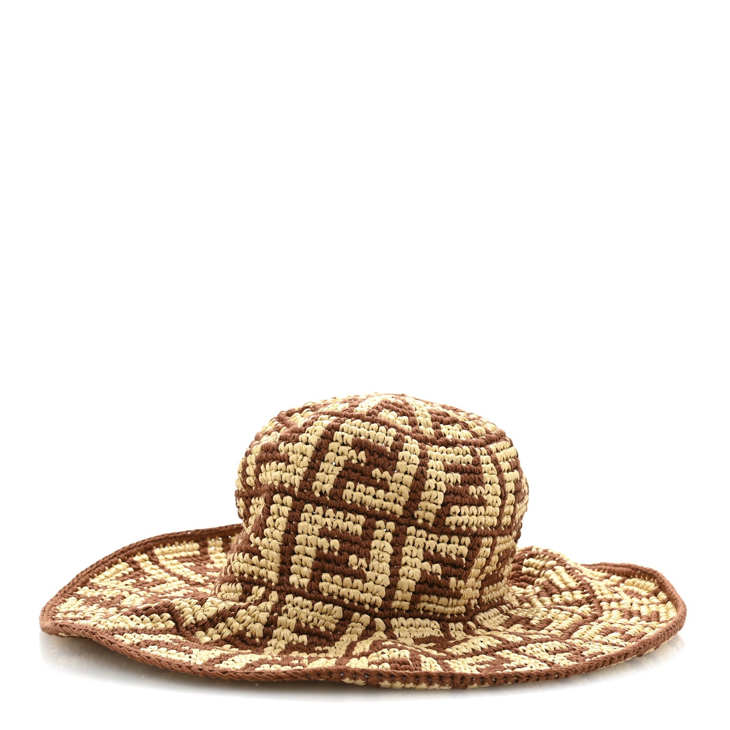 Fendi Cotton Viscose FF Woven Bucket Hat M Brown 1 of 9