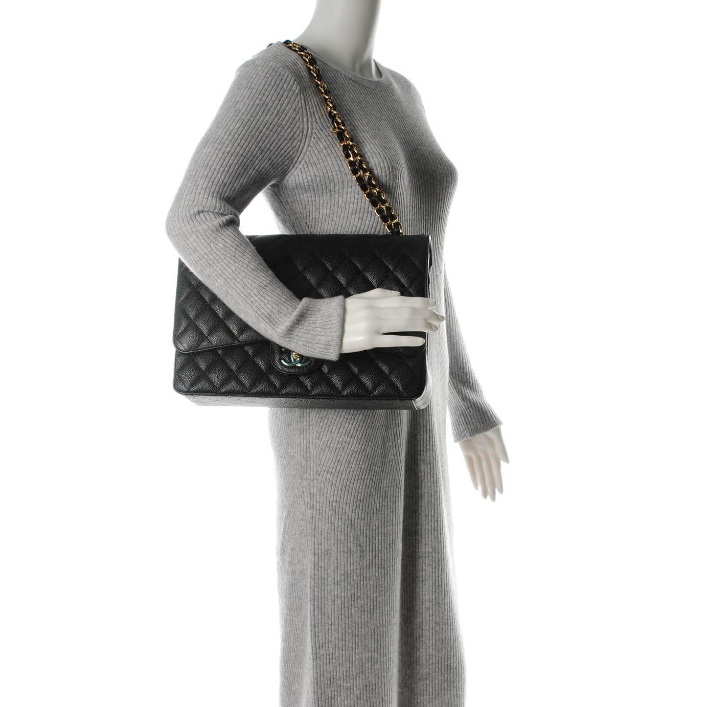 Caviar Quilted Maxi Double Flap Black