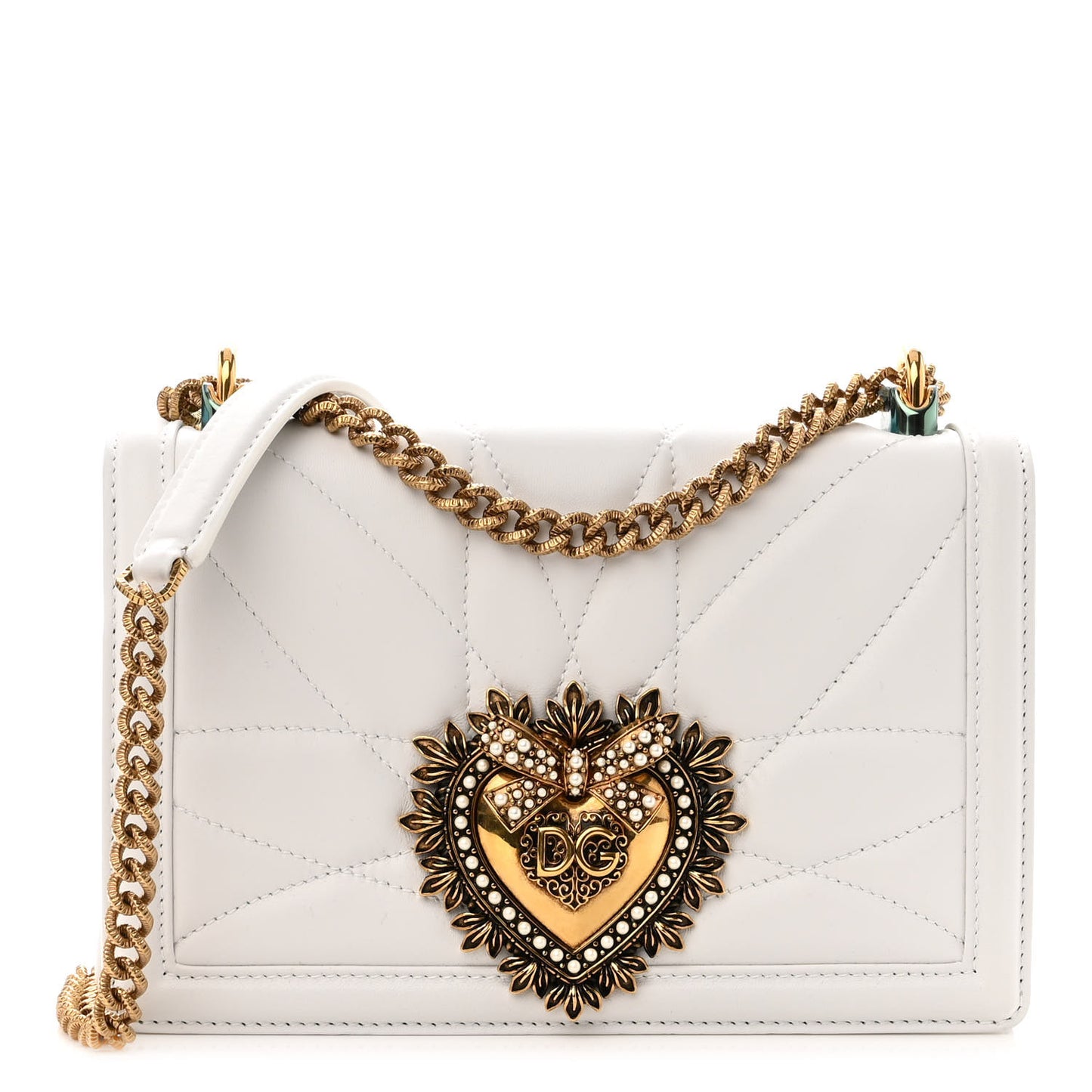 Calfskin Medium Devotion Crossbody Bag White