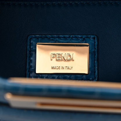Fendi Shiny Crocodile Shiny Nappa Micro Peekaboo Iconic Satchel Blue 6 of 10