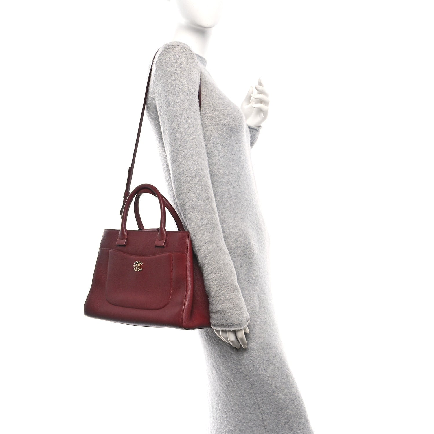 Chanel Grained Calfskin Small Neo Executive Shopper Tote Burgundy 2 of 10