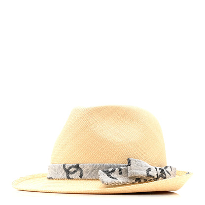 Chanel Straw CC Fedora Hat S Beige 1 of 9