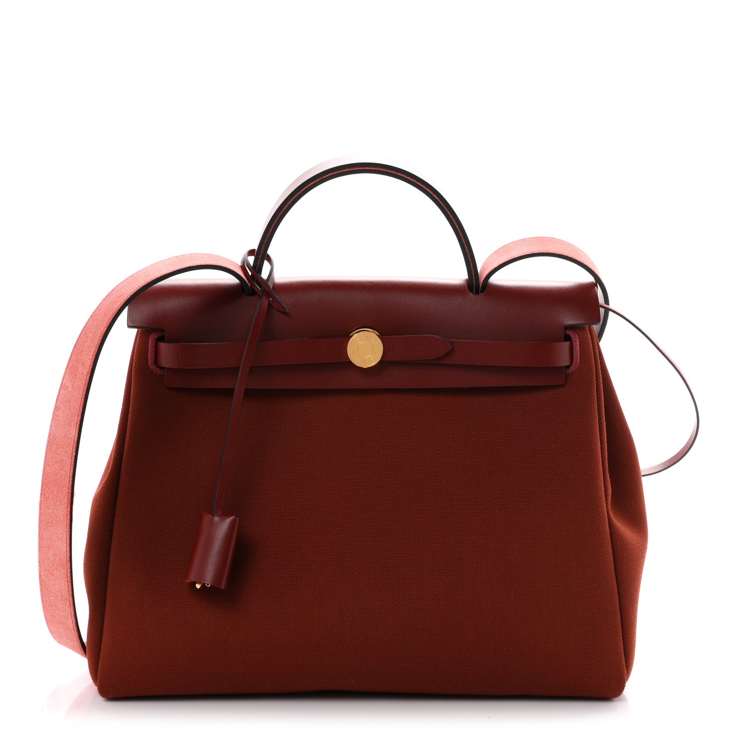 Hermes Military Toile Vache Hunter Herbag Zip Retourne 31 PM Rouge H 1 of 12