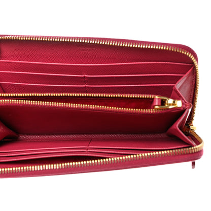 Prada Saffiano Metal Zip Around Wallet Peonia 4 of 12