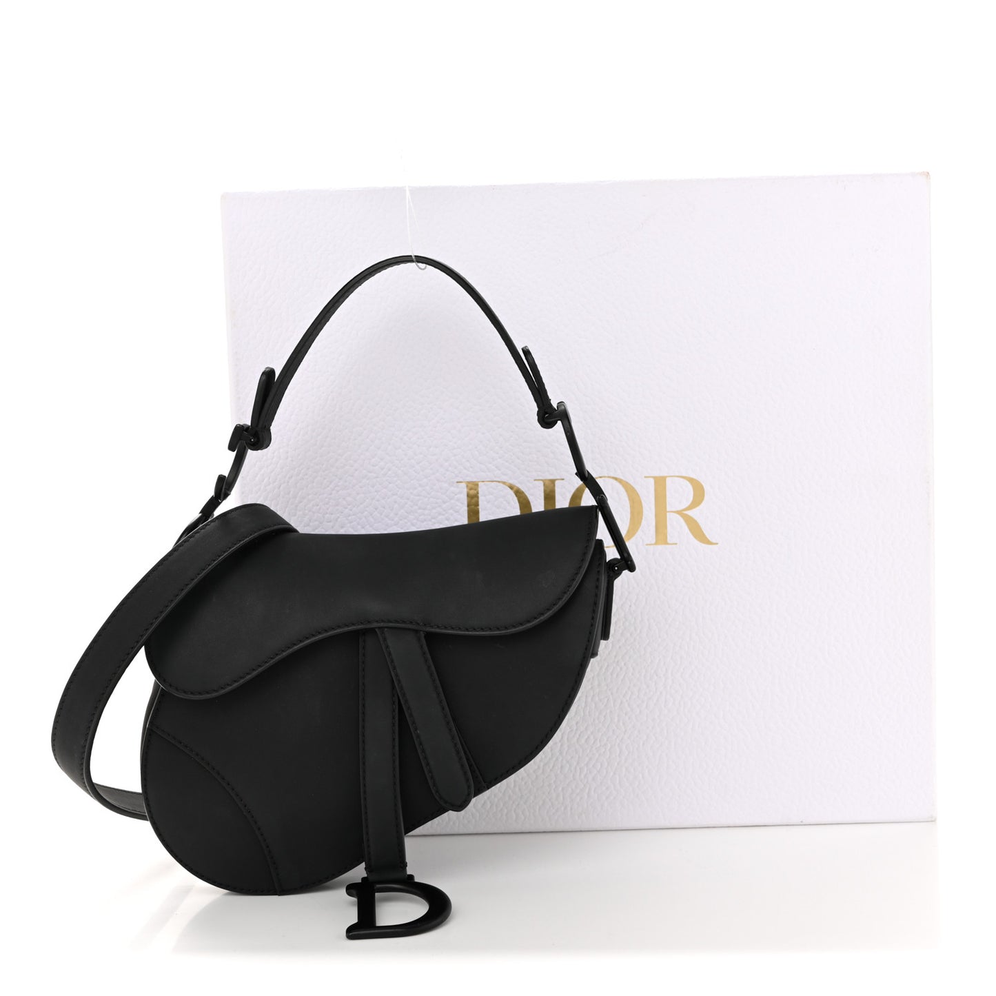 Ultra Matte Calfskin Mini Saddle Bag With Strap Black