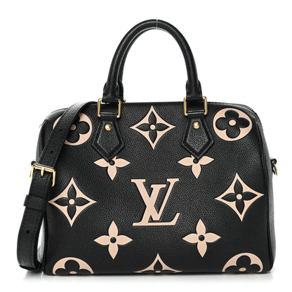 Louis Vuitton Empreinte Monogram Giant Speedy Bandouliere 25 Black Beige 1 of 10