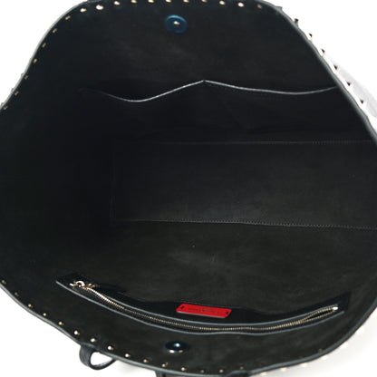 Valentino Garavani Grained Calfskin Rockstud Shoulder Tote Black 4 of 8