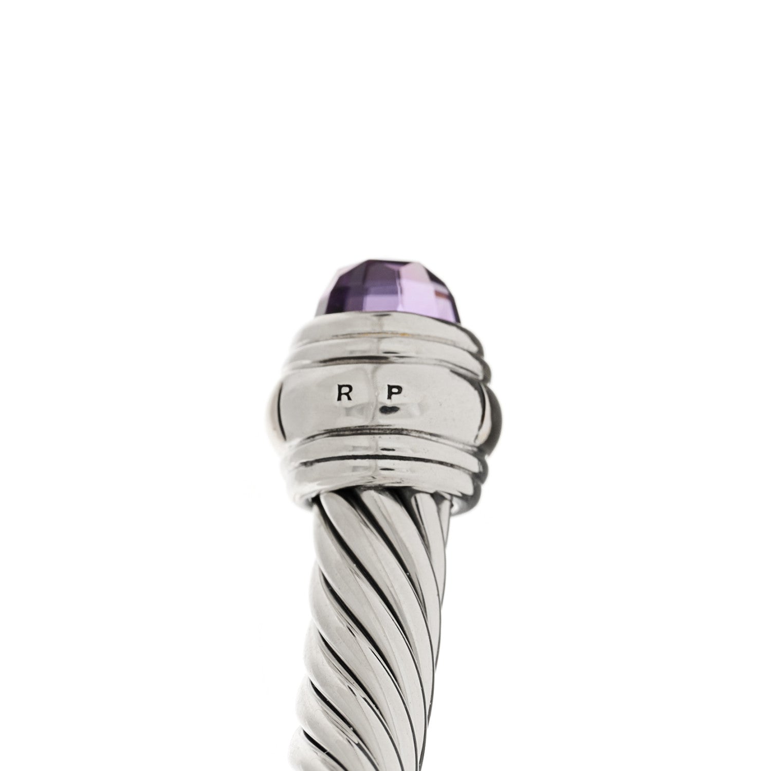 David Yurman Sterling Silver 14K Yellow Gold Amethyst 5mm Cable Classics Bracelet 3 of 5