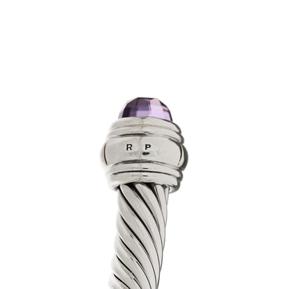 David Yurman Sterling Silver 14K Yellow Gold Amethyst 5mm Cable Classics Bracelet 3 of 5