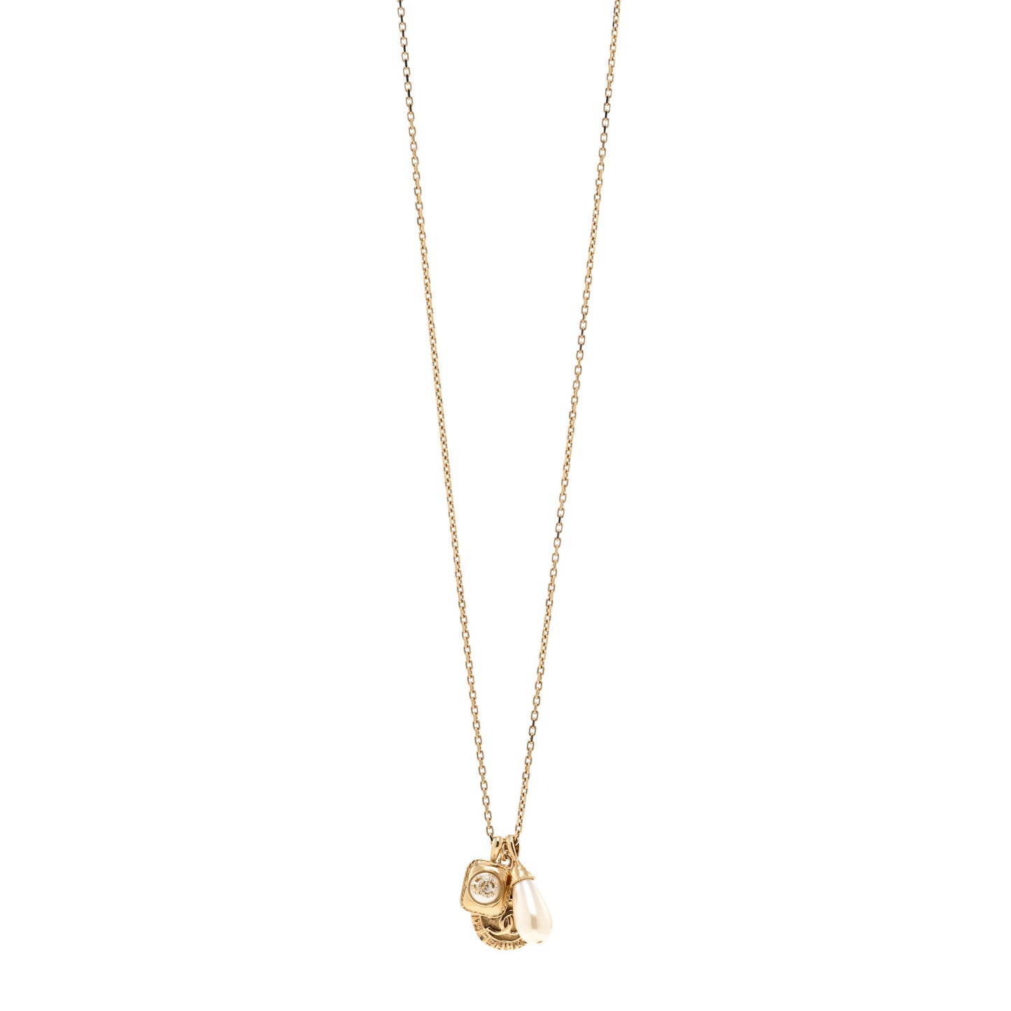 Crystal Pearl Necklace Gold