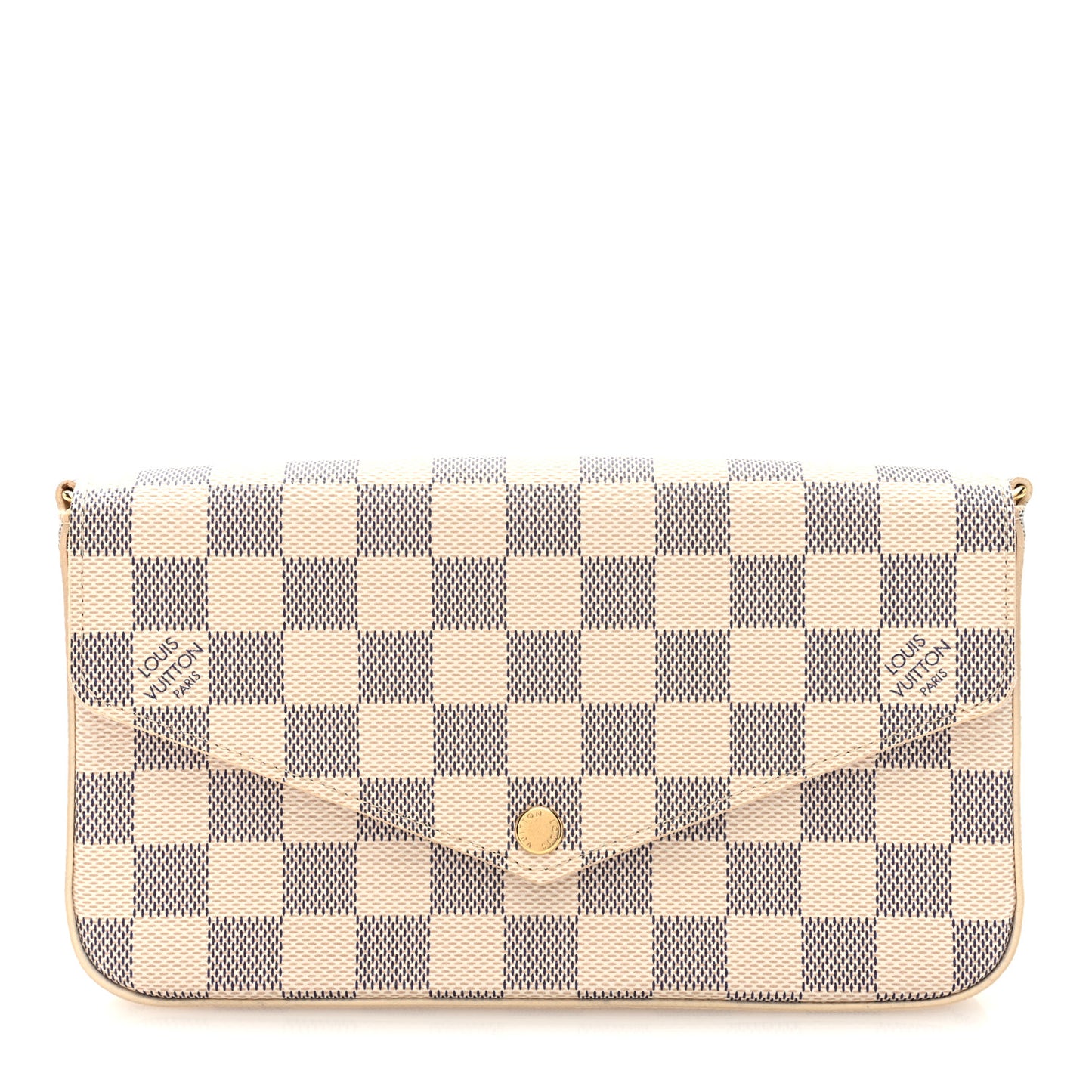 Damier Azur Pochette Felicie Chain Wallet Rose Ballerine