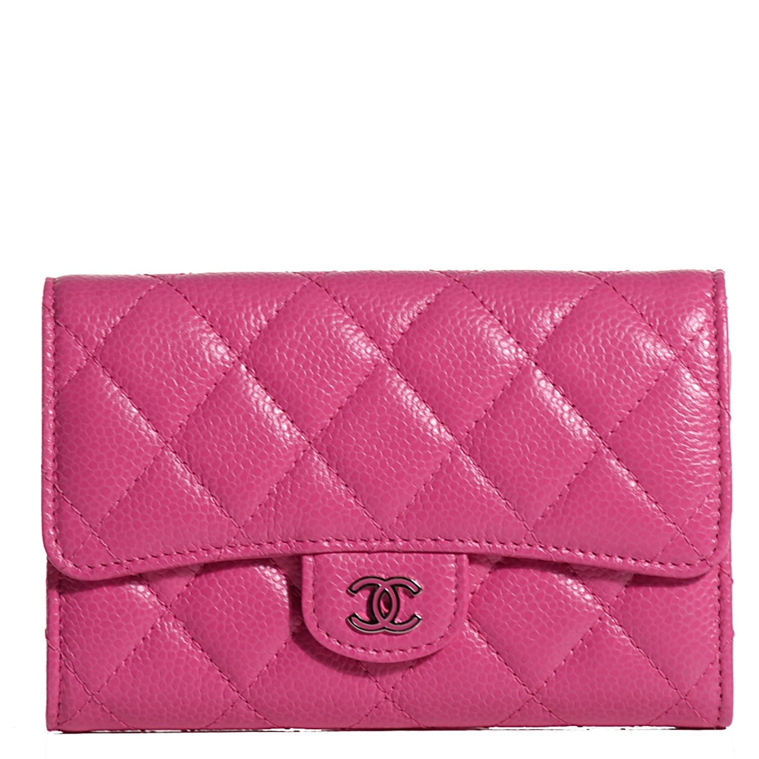 Chanel Caviar Quilted Flap Wallet Dark Pink 1 of 8