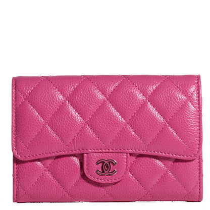 Chanel Caviar Quilted Flap Wallet Dark Pink 1 of 8
