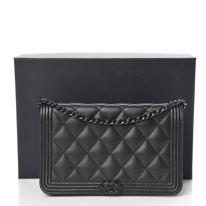 Chanel Caviar Quilted Boy Wallet On Chain WOC So Black 11 of 11