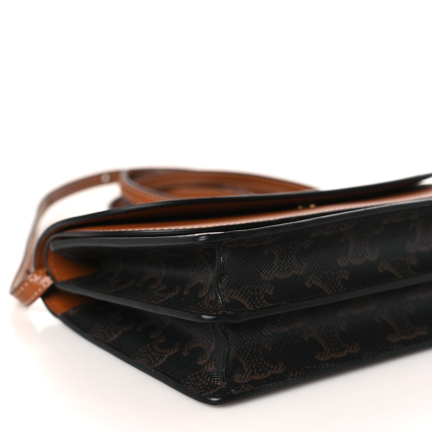 Triomphe Canvas Lambskin Wallet On Strap Tan