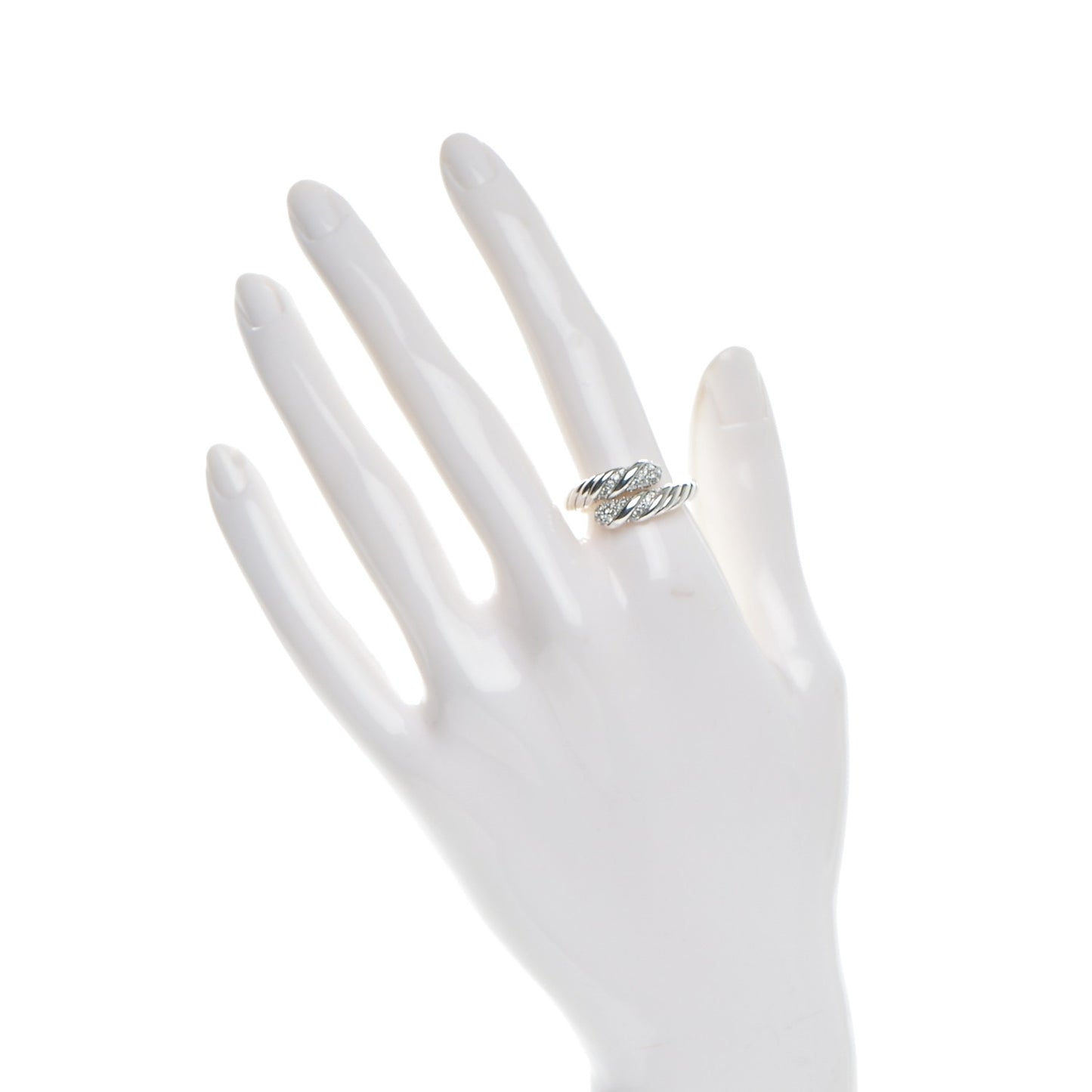Sterling Silver Diamond 10mm Willow Open Single Row Ring 54.5 7.25