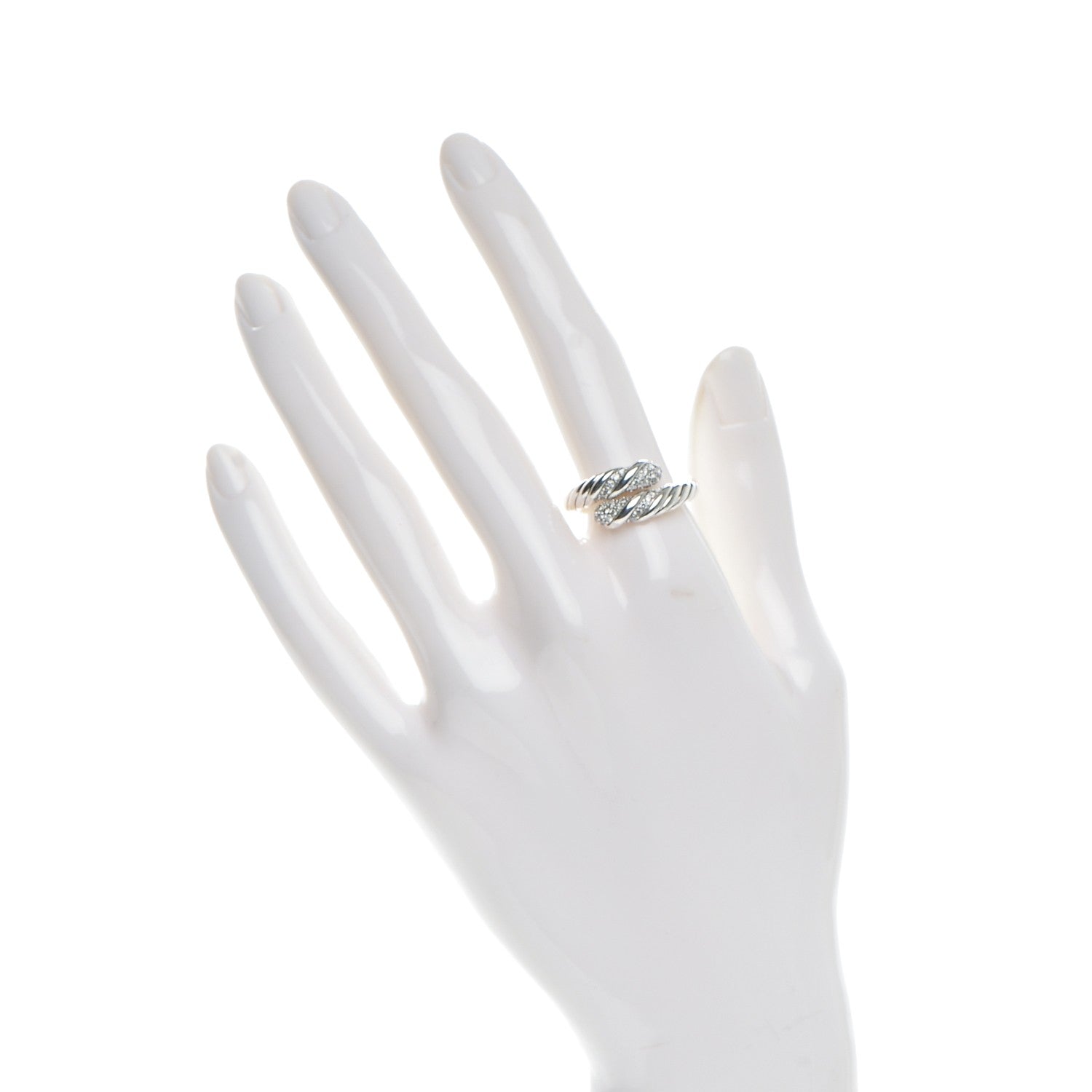 David Yurman Sterling Silver Diamond 10mm Willow Open Single Row Ring 54.5 7.25 2 of 4