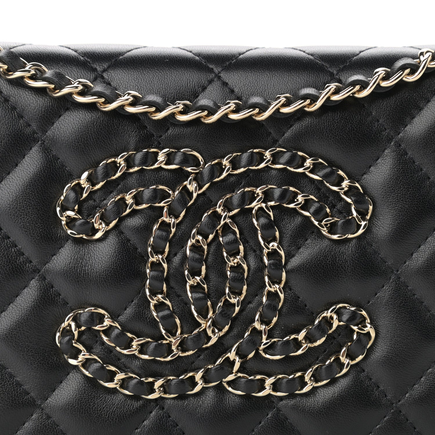 Chanel Lambskin Quilted CC Wallet On Chain WOC Black 8 of 12