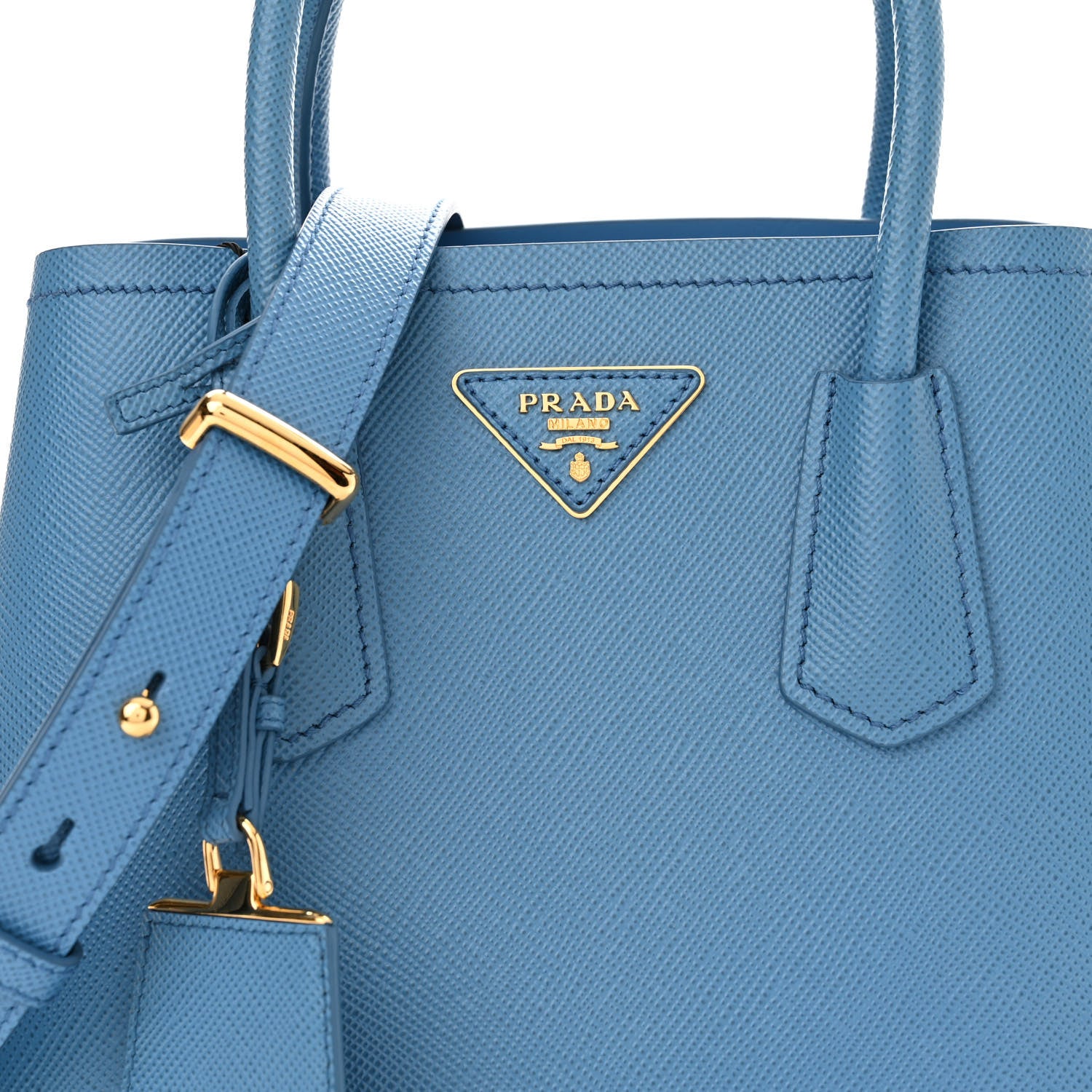 Prada Saffiano Cuir Mini Double Bag Cobalto 8 of 10