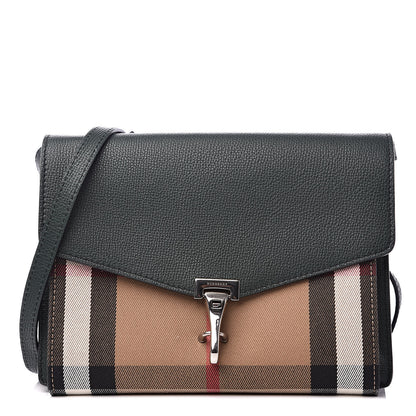Burberry Derby Calfskin House Check Small Macken Crossbody Bag Dark Bottle Green 1 of 10