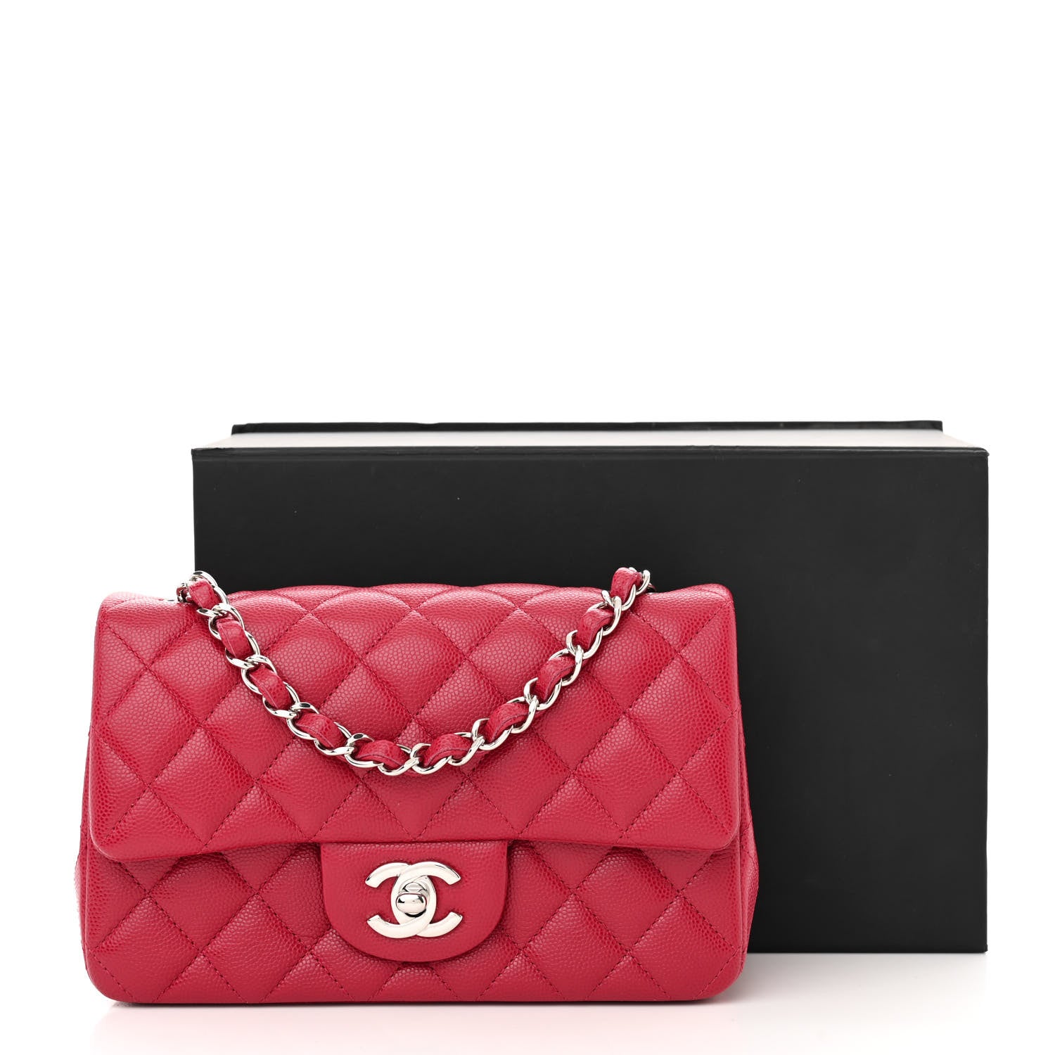 Chanel Caviar Quilted Mini Rectangular Flap Dark Pink 11 of 11