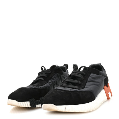Hermes Parachute Fabric Suede Goatskin Womens Bouncing Sneakers 38.5 Black 4 of 9